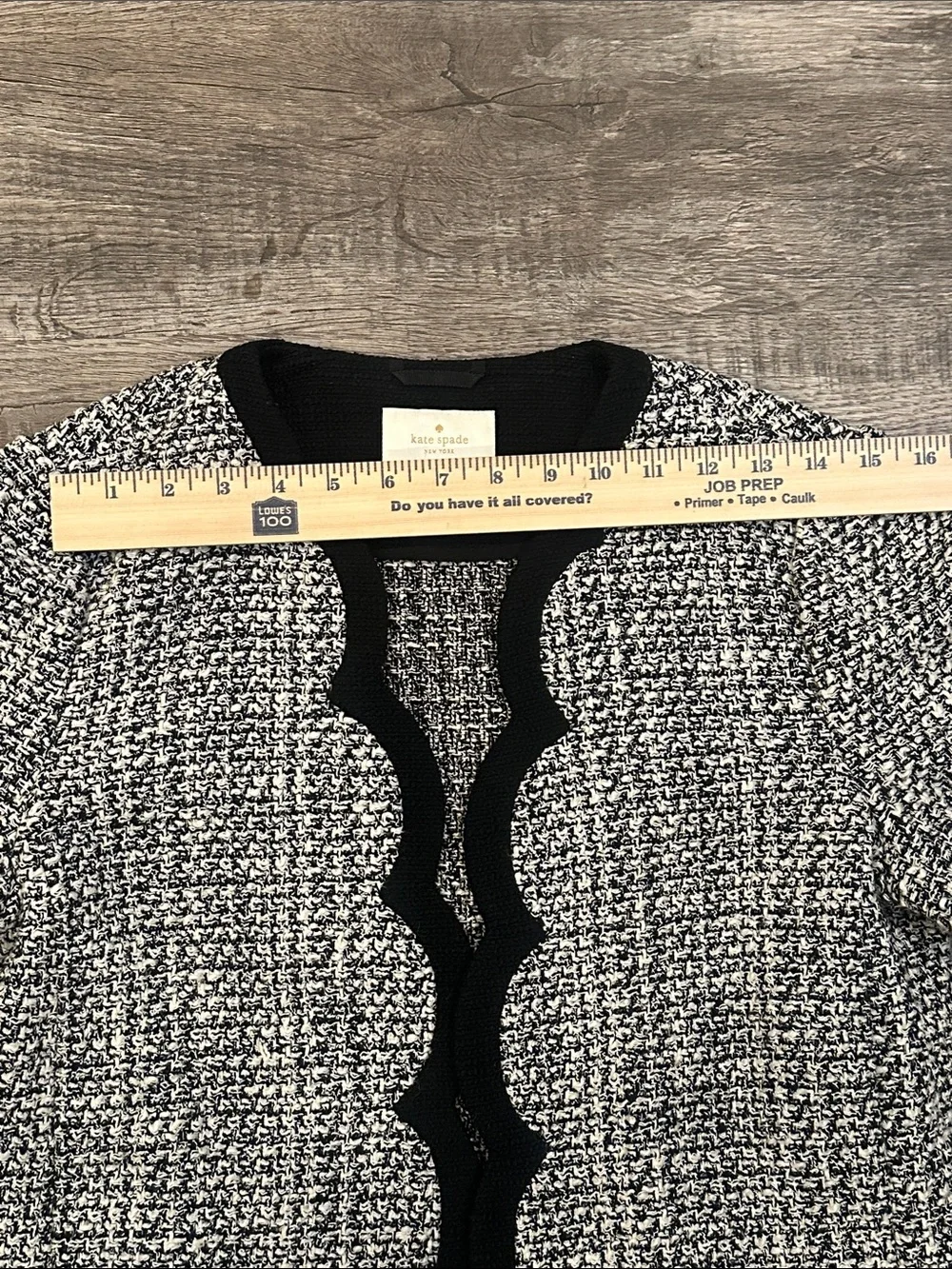 kate‎ spade Black and White Tweed Scalloped-Edge Jacket